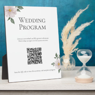 Plaque Photo SIGNE DU PROGRAMME DE Mariage Floral Blanc Simple