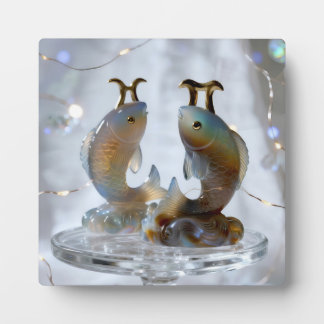 Plaque Photo Signe du zodiaque Poissons sculptures en verre