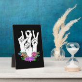 Plaque Photo Signe main ASL de l'enseignant (Côté)