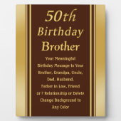 Plaque Photo Signifiant, 50e anniversaire présent pour frère ou (Devant)