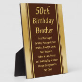 Plaque Photo Signifiant, 50e anniversaire présent pour frère ou (Côté)