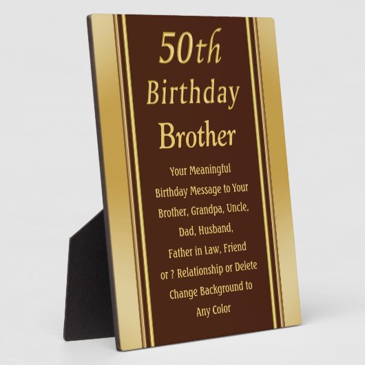 Plaque Photo Signifiant, 50e anniversaire présent pour frère ou (Côté)