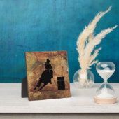 Plaque Photo Silhouette de la fille de course de tonneaux sur u (Insitu)