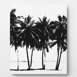 Plaque Photo Silhouette de palmiers blancs noirs