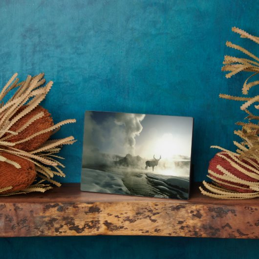 Plaque Photo Silhouette d'Elk au Castle Geyser (Côté)