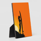 Plaque Photo Silhouette du coucher de soleil surfer (Côté)