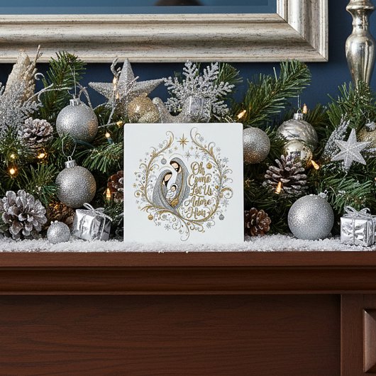 Plaque Photo Silver and gold nativity Christmas