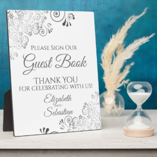 Plaque Photo Silver Frills S'il vous plaît signer notre Mariage