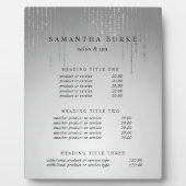 Plaque Photo Silver Rain | Affichage Tarifs & Services (Devant)