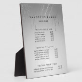Plaque Photo Silver Rain | Affichage Tarifs & Services (Côté)
