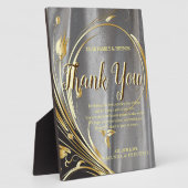 Plaque Photo Silver satin & Gold flower Merci (Côté)