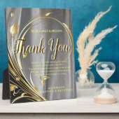 Plaque Photo Silver satin & Gold flower Merci (Côté)