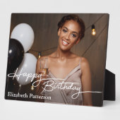 Plaque Photo Simple Classic Happy Birthday Photo (Côté)