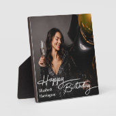 Plaque Photo Simple Elegant Happy Birthday Photo (Recto)