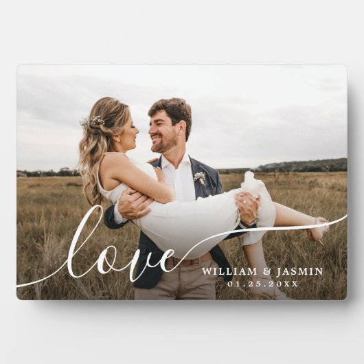 Plaque Photo Simple Elegant Love Script Mariage Personnaliser p (Devant)