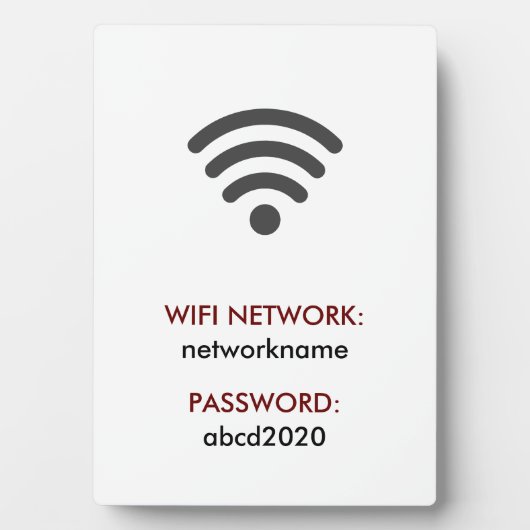 Plaque Photo Simple Élégant Réseau Wifi Mot de passe Connexion (Devant)