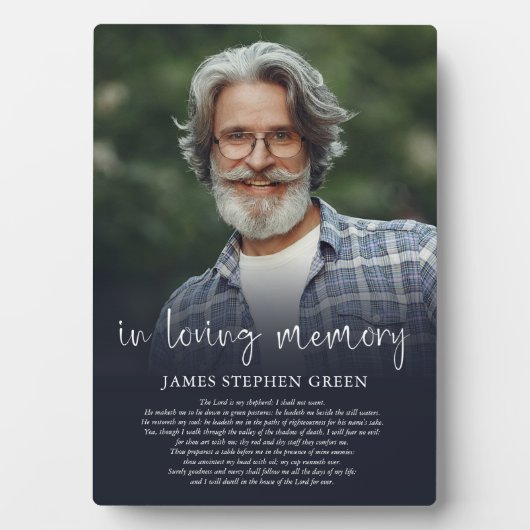 Plaque Photo Simple In Loving Memory Psaume Photo Mémoriale (Devant)
