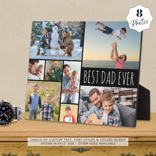 Plaque Photo Simple MEILLEUR DAD EVER 8 Collage photo
