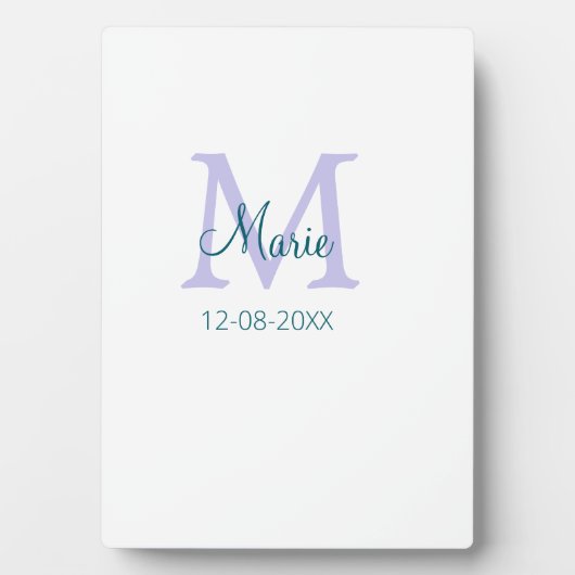 Plaque Photo simple minimum ajouter nom monogramme violet vert (Devant)