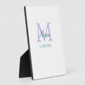 Plaque Photo simple minimum ajouter nom monogramme violet vert (Côté)