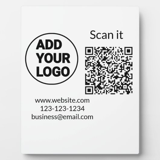 Plaque Photo Simple minimum q r code ajouter logo code d'analys (Devant)