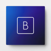 Plaque Photo Simple moderne bleu foncé Ombre dégradé et monogra (Devant)