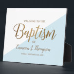 Plaque Photo Simple moderne Blue Gold Calligraphie bébé Baptême<br><div class="desc">Bienvenue à vos invités à l'occasion joyeuse du baptême de votre bébé avec la Plaque Baptême Baptême Simple Moderne Bleue Or Calligraphie Bébé. Cette plaque personnalisée vous permet d'ajouter le nom complet de votre bébé, créant ainsi un souvenir vraiment spécial et significatif. Le design de cette plaque respire l'élégance et...</div>