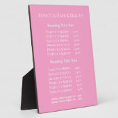 Plaque Photo Simple Salon Spa Pricing & Service Pink Display (Côté)