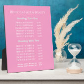 Plaque Photo Simple Salon Spa Pricing & Service Pink Display (Côté)