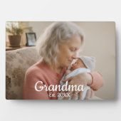 Plaque Photo Simple Script Grandma Est.Photo Year Black (Devant)