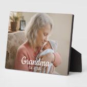 Plaque Photo Simple Script Grandma Est.Photo Year Black (Côté)