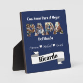 Plaque Photo Simple script photo meilleur papa jamais espagnol (Recto)