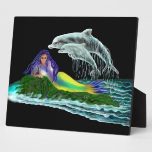 Plaque Photo Sirène avec dauphins