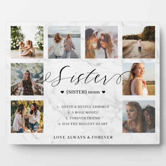Plaque Photo Sister Definition Script Photo Collage Marbre (Devant)