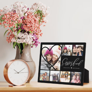 Plaque Photo Sisterhood Script BFFs Heart 7 Photo Grid Collage