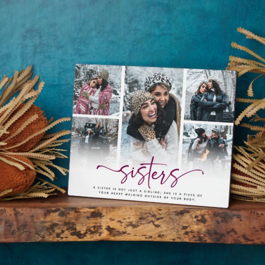 Plaque Photo Sisters Script 5 Photo Collage Keepsaké Cadeau (Côté)