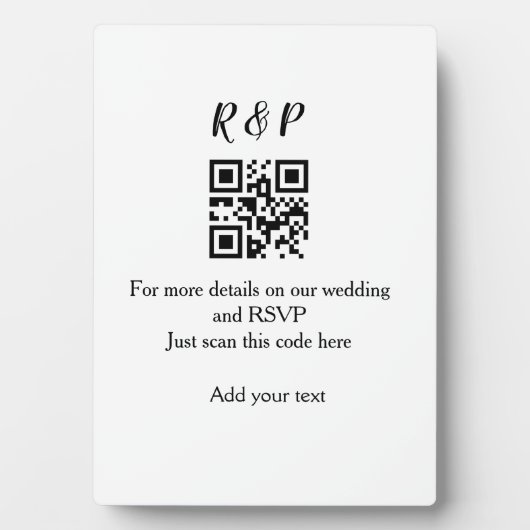 Plaque Photo site web de mariage rsvp q r code ajouter nom text (Devant)
