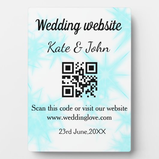 Plaque Photo Site web de mariage simple minimal Q R code ajoute (Devant)