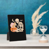 Plaque Photo Skeleton Hugging Cat Halloween Amoureux des chats  (Côté)
