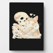 Plaque Photo Skeleton Hugging Cat Halloween Cat Lover Cat Mom D (Devant)