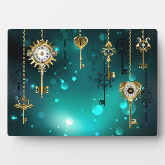 Plaque Photo Skeleton Keys on Green Background (Devant)