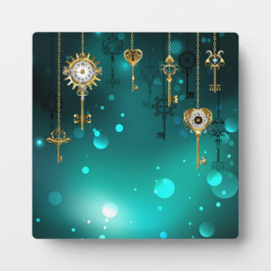 Plaque Photo Skeleton Keys on Green Background