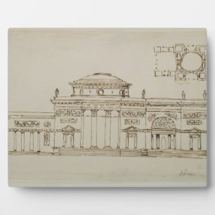 Plaque Photo Sketched design for a domed building (pen & ink)