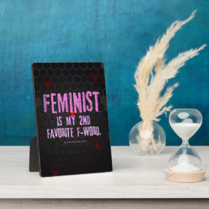 Plaque Photo SlipperyJoe's féministe f-word brillant rouge 3-D 