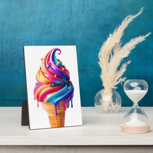 Plaque Photo SlipperyJoe's vibrante crème glacée cone classique (Côté)