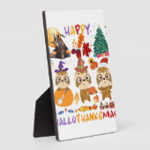 Plaque Photo Sloth Hallothanksmas heureux Drôle Halloween Thank (Côté)