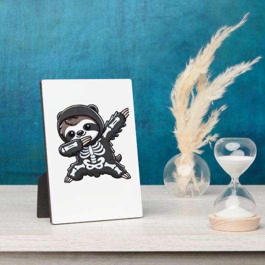 Plaque Photo Sloth Halloween Skeleton Kids Women Men Sloth Clas (Côté)