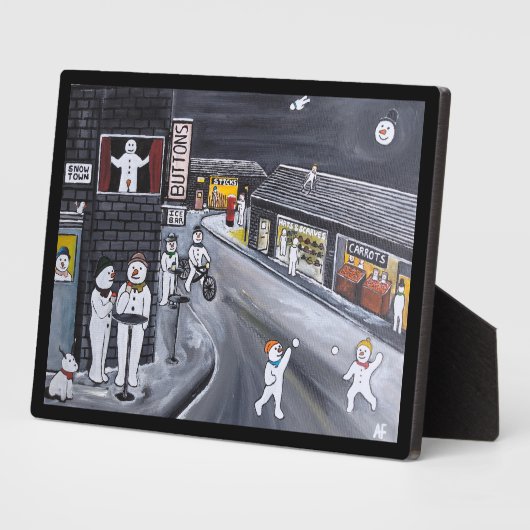 Plaque Photo Snow Town Painting by Alfred Fox (Côté)