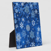 Plaque Photo Snowflakes de Noël Bleu et argent (Côté)