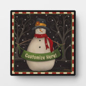 Plaque Photo Snowman mignonne Folk Custom Christmas Holiday (Devant)